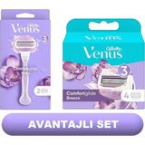 Gillette Venus Kadın Comfortglide Breeze Tıraş Makinesi + 6 Yedek Tıraş Bıçağı Ergonomik Tasarım