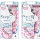 Gillette Venus Simply 3 Bıçaklı Tek Kullanımlık Tıraş Makinesi, Nem Zengin Şeritli, 4 Adet (2 Paket)