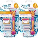 Gillette Venüs Simply 3 Tıraş Makinesi + 3 Yedek Tıraş Bıçağı x 2 Kullan-At Özelliği ile Kadınlar için