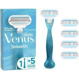 Gillette Venus Smooth Kadın Tıraş Makinesi - 3 Bıçaklı, Kayganlaştırıcı Bant ile, 1 Adet Makine + 5 Yedek Başlık