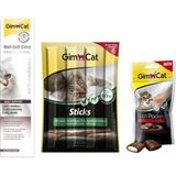 GimCat 100 gr Malt Paste Kedi Macun+GimCat 20 gr Sticks Kuzu Kedi Ödülü+Nutri 60 gr Biftek Ödülü