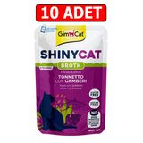 Gimcat Shinycat Ton ve Karidesli Jelly Pouch Kedi Yaş Maması 70GR 10ADET Tahılsız Kedi Konserve