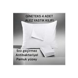 GİNETEKS 4 adet gizli fermuarlı sıvı geçirmez alez yastık kılıfı 50 x 70 Pamuk yüzey