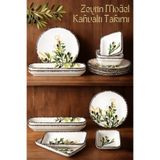 GİNZAMAİSON 14 Parça 6 Kişilik Handmade Zeytin Kahvaltı Takımı - Lüx Kahvaltılık Sunum Seti
