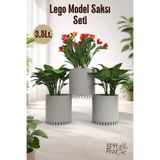 GİNZAMAİSON 3’lü Set Lego Model Saksı - Akıllı Drenaj Sistemli - 3,5 Lt. - BPA Free