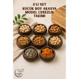 GİNZAMAİSON 8'li Set Küçük Boy Akasya Model Çerezlik - Kahvaltılık - Kase