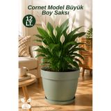 GİNZAMAİSON Cornet Model Büyük Boy Saksı 28 cm Çift Drenajlı Alt Tablalı
