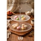 GİNZAMAİSON El Yapımı Cam, Pure Model 2 Katlı Yuvarlak Sunumluk