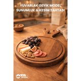 GİNZAMAİSON Geyik Model Yuvarlak Ahşap Sunum ve Kesim Tahtası 30x43 cm Doğal Kayın