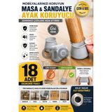 Gio Ticaret -18 Adet Gri Silikon Masa Sandalye Ayak Koruyucu - Kaymaz Mobilya Ayağı Koruma Kılıfı - Çizik ve Ses Önleyici Silikon Taban Koruyucu