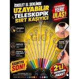 Gio Ticaret - 2 Adet Uzayabilir Teleskopik Sırt Kaşıyıcı - Iskelet El Tasarımlı Metal Sırt Kaşıma Aparatı - Ergonomik Tutma Saplı - Karışık Renk