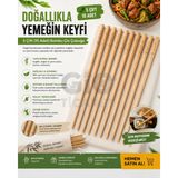 Gio Ticaret - 5 Çift (10 Adet) Doğal Bambu Çin Çubuğu - Desenli Yıkanabilir Sushi ve Noodle Chopstick Seti