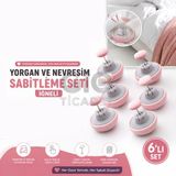 Gio Ticaret - 6'lı Yorgan ve Nevresim Sabitleme Seti - Iğneli Yatak Çarşaf Tutucu Kaydırmaz Klips - Pembe