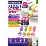 Gio Ticaret -Hijyenik Klozet Kapağı Kaldırma Aparatı 4'lü Set Silikon Esnek Tuvalet Kapağı Kaldırıcı Çok Renkli