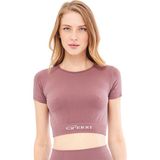 Giorgina Ferri Yumuşak Dokulu, Esnek Yoga, Koşu, Spor ve Günlük Crop Top Mila - 2XL - Pembe