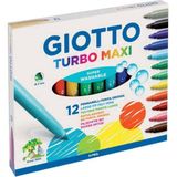 Giotto 12'li Kutu Turbo Maxi Keçeli Kalemler Süper Yıkanabilir Renk Seçenekleriyle - Çok Renkli