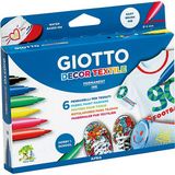 Giotto Decor 6 Renk Su Bazlı Kalıcı Mürekkep Tekstil Boya Kalemi Seti – Kumaş Üzerinde Uzun Süreli Renk Koruma