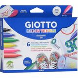 Giotto Decor Textile Kumaş Boyama Kalemi 6 Renkli Su Bazlı Mürekkep 4 mm Fırça Uçlu