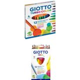 Giotto Kuru Boya 12'li + Giotto Turbo Color 12'li Keçeli Kalem 2'li Set