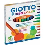 Giotto Turbo Color Keçeli Kalem 12 Renk Çocuklar İçin Kokusuz ve Dayanıklı 2.8 mm Uç