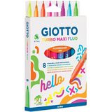 Giotto Turbo Maxi Fluo 8 Adet Floresan Renkli Kalemler Geniş Uç ile Yaratıcı Çizimler İçin