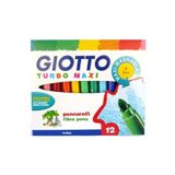 Giotto Turbo Maxi Jumbo Kalın Uçlu 12 Renk Keçeli Boya Kalemi