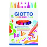 Giotto Turbo Maxi keçeli kalem, floresan mürekkep lifi uçlu, geniş uçlu, 5 mm uç, 8 renk