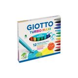 GIOTTO Turbo Maxi Keçeli Kalem Seti, 12'li, Karışık Renkler, Yıkanabilir