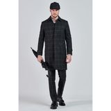 Giovane Gentile Giovane G. Designers Uzun Kol Midi Palto Siyah Çizgili Erkek Cinsiyetine Uygun Şık Tasarım - 48