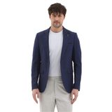 Giove Dirsekli Erkek Lacivert Pamuklu Keten Karışımlı Slim Fit İlkbahar-Yazlık Spor Blazer Ceket Lacivert 48