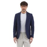 Giove Dirsekli Erkek Lacivert Pamuklu Keten Karışımlı Slim Fit İlkbahar-Yazlık Spor Blazer Ceket