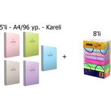 Gıpta A4 Pastoral Spiralli Pp Kapak Kareli 5'li Silka Pastel Silgi 8'li Defter