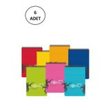Gipta A5 Bloknot Convex Spiralli Plastik Kapak Cizgili 100 Yaprak 6 Adet