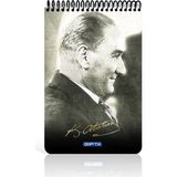 gıpta atatürk a5 spiralli karton kapak bloknot (not defteri) 100 yaprak çizgili (6 lı paket) 2611 - Karışık