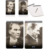 Gıpta Gipta 2610 Atatürk Spiralli Karton Kapak Bloknot A4 100 Yaprak Kareli