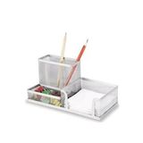 Gıpta Metal Masa Seti - 3 Gözlü Organizer Gümüş