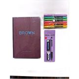 Gıpta New Notes Iplik Dikişli Sert Kapak Brown Defter-Fosforlu Kalem (6 Ad.)-Okul Seti Versatil 0,7-Set 6