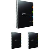 Gıpta Quadro Spiralli 4 Bölmeli Pp Kapak 150 Yaprak Kareli 17 x 24 cm 3'lü Defter
