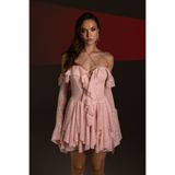 Gira Açık Pembe Hologram Payetli İp Askılı Volanlı Mini Elbise