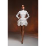 Gira official Beyaz Dantel Boğazlı Mini Elbise