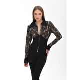 Gira official Siyah Dantel Korse Detaylı Bluz (Bej astar)