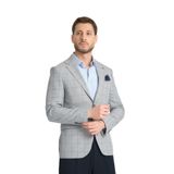 Girado Erkek Açık Gri Ekose Slim Fit Mono Yaka Spor Blazer Ceket Beyaz 52/6