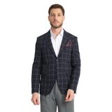 Girado Erkek Koyu Lacivert Ekose Slim Fit Mono Yaka Spor Blazer Ceket Çok Renkli 52/6