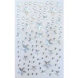 Giraffe PK Sticker Beyaz Yıldız Taş Sticker Yapışkanlı Saç, Yüz, Tırnak Ve Süs Taşı Yılbaşı Dekor Işıltılı Parlak