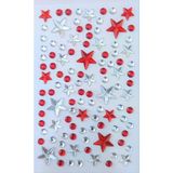 Giraffe Sticker Kırmızı-Beyaz Yıldız Taş Sticker Yapışkanlı Saç, Yüz, Tırnak ve S - Yıldızlı Motif - Kırmızı - Beyaz