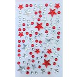 Giraffe Sticker Taş Yapışkanlı Saç, Yüz, Tırnak, Makyaj ve Süs Taşı Işıltılı Parlak (Kırmızı-Beyaz, Yıldız Orta Boy)