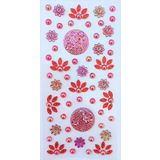 Giraffe Sticker Taş Yapışkanlı Saç, Yüz, Tırnak, Makyaj ve Süs Taşı Işıltılı Parlak (Kırmızı, İncili Çiçekli Orta Boy)