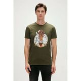 Giraffe T-Shirt Haki Yeşil Baskılı Erkek Tişört