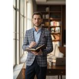 Giraldo Erkek Lacivert - Bordo Ekose Slim Fit Mono Yaka Spor Blazer Ceket Lacivert 58