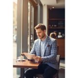 Giraldo Erkek Mavi - Bordo Ekose Slim Fit Mono Yaka Spor Blazer Ceket Mavi 48